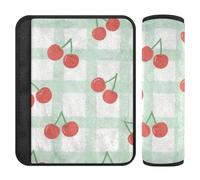Red Cherry Checkerboard Lot de 2 accessoires essentiels de voyage pour voiture Plus de confort pour Van funda para cinturón de carro