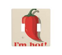 Red Chili Pepper I'm Hot Esthétique Double Gang Plaque murale Décoration d'interrupteur Taille standard - 11,4 x 11,4 cm