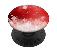 Red Christmas Snowflake Winter Holiday Bokeh Phone Design PopSockets PopGrip Adhésif