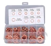 Red Copper Oil Drain Plug Washer Kit 200Pcs | 9 Sizes M5 - Heat Treated Sealing Gaskets | Leak - Proof Automotive Oil Pan Drain Plug Washers/Motorcycle Maintenance