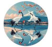 Red Corbeauxned Crane 1000 Pièces Puzzle Circulaire Classiques Puzzles Familial Pression Réduite Cadeau Unique pour Adultes Et Enfants 1000pcs (67.5x67.5cm)