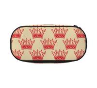 Red Crown Print Trousse à crayons unisexe Design compact pour crayons, petits objets Fermeture éclair double tête, Noir , Taille unique, Trousse de maquillage