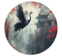 Red Crowned Grue 1000 Piece Puzzle Rond, pour Enfants Adulte De Forme Irrégulière, DécoRation pour Enfants Cadeau 12 Ans De Qualité Supérieure 1000pcs (67.5x67.5cm)