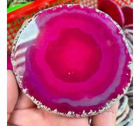 Red Crystal Agate Slab Geode Slice Coaster Ornaments (Size : 2pcs)