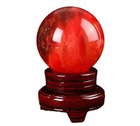 red Crystal Ball Ornaments, Crafts, raw Stone, Office Tea Room, Feng Shui, Home Decoration,18cm