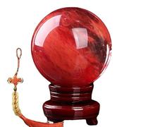 Red Crystal Ball Smelting Stone Home Decoration Melting Quartz Gemstone for +Base,Red-10cm