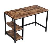RED DECO Bureau Informatique Danny pour Télétravail, Table D’Étude, avec Étagère À 2 Niveaux À Gauche Ou À Droite, pour Bureau, Salon, Cadre en Métal, Style Industriel en Bois Vintage