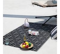 RED DECO Tapis d'extérieur/intérieur réversible Naxos 180 x 90 cm Noir/Blanc