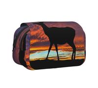 Red Deer Bull Elk Trousse à crayons grande capacité avec 2 compartiments pour stylos