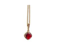 (Red)Diamond-shaped Cuban Chain Zircon Necklaces Wild Collarbone Chains for Women