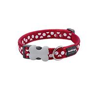 Red dingo - collier design pour chien - rouge pois blancs - l