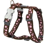 Red Dingo Designer Dog Harness, Small, Pink Spots on Brown