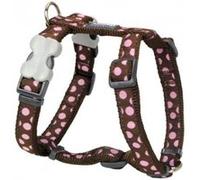 Red dingo - harnais design pour chien - marron pois roses - l