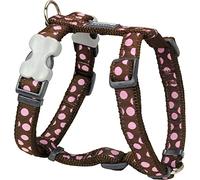Red dingo - harnais design pour chien - marron pois roses - l