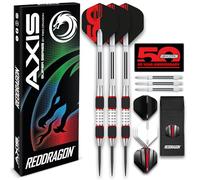 RED DRAGON - Axis 28 grammes Tungstène Fléchettes Ensemble avec Vols, Arbres (tiges) et Portefeuille