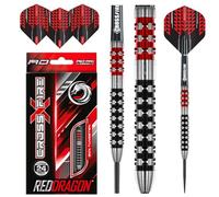 RED DRAGON Crossfire Jeu de fléchettes en tungstène de qualité supérieure de 24 grammes avec ailettes et tiges