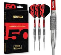 RED DRAGON Darts - Collection Classiques 50 Ans - Element6-90% Tungstène - Jeu de fléchettes à Pointe en Acier Professionnel - Comprend des ailettes et des tiges - Disponible en 24g & 25g