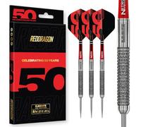 RED DRAGON Darts - Collection Classiques 50 Ans - Element6-90% Tungstène - Jeu de fléchettes à Pointe en Acier Professionnel - Comprend des ailettes et des tiges - Disponible en 24g & 25g