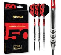 RED DRAGON Darts - Collection Classiques 50 Ans - Hexoset 3-25g - 85% Tungstène - Jeu de fléchettes à Pointe en Acier Professionnel - Comprend des ailettes et des tiges