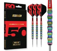 RED DRAGON Darts - Collection Classiques 50 Ans - Shockwaves 26g - 90% tungstène - Set Professionnel fléchettes Acier - Comprend Flights et Manches (shafts).