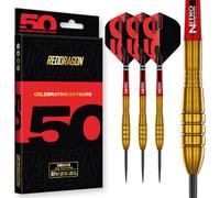 RED DRAGON Darts - Collection Classiques 50 Ans - Virgin 5-26g - 95% Tungstène - Jeu de fléchettes à Pointe en Acier Professionnel - Comprend des ailettes et des tiges