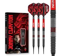 RED DRAGON Darts - Joueur Professionnel - Jonny Clayton Hiraeth - 90% Tungstène - 18g Baril / 20g Poids Total Pointe Souple Jeu de fléchettes avec ailettes et tiges de fléchettes