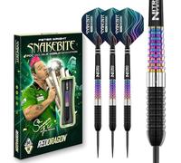 RED DRAGON Darts - Joueur Professionnel - Peter Wright Snakebite Corra 22g - 90% Tungstène Professionnelle Pointe en Acier Jeu de fléchettes avec ailettes et tiges de fléchettes
