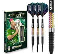RED DRAGON Darts - Joueur Professionnel - Peter Wright Snakebite Corra - 90% Tungstène - 18g Baril / 20g Poids Total Pointe Souple Jeu de fléchettes avec ailettes et tiges de fléchettes