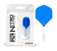 RED DRAGON Darts - Nitro Flite Système intégré de vol et d’Arbre - No.2 Forme et Design - Blanc & Bleu Couleur, Moyenne Longueur