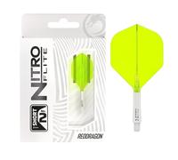 RED DRAGON Darts - Nitro Flite Système intégré de vol et d’Arbre - No.2 Forme et Design - Blanc & Jaune Couleur, Court Longueur