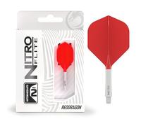 RED DRAGON Darts - Nitro Flite Système intégré de vol et d’Arbre - No.2 Forme et Design - Blanc & Rouge Couleur, Intermédiaire Longueur