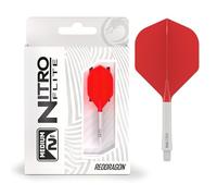 RED DRAGON Darts - Nitro Flite Système intégré de vol et d’Arbre - No.2 Forme et Design - Blanc & Rouge Couleur, Moyenne Longueur