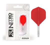 RED DRAGON Darts - Nitro Flite Système intégré de vol et d’Arbre - No.2 Forme et Design - Blanc & Rouge Couleur, Court Longueur