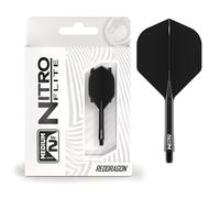 RED DRAGON Darts - Nitro Flite Système intégré de vol et d’Arbre - No.2 Forme et Design - Noir & Noir Couleur, Moyenne Longueur