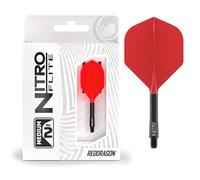 RED DRAGON Darts - Nitro Flite Système intégré de vol et d’Arbre - No.2 Forme et Design - Noir & Rouge Couleur, Moyenne Longueur