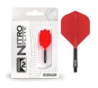 RED DRAGON Darts - Nitro Flite Système intégré de vol et d’Arbre - No.2 Forme et Design - Noir & Rouge Couleur, Intermédiaire Longueur