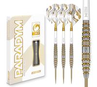 RED DRAGON Darts Paradym Gold Series Fléchettes professionnelles 90 % tungstène - Comprend des vols de fléchettes et des tiges | Disponible en pointe souple de 18 g et fléchettes en acier 22 g, 23 g