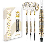 RED DRAGON Darts Paradym Gold Series Fléchettes professionnelles 90 % tungstène - Comprend des vols de fléchettes et des tiges | Disponible en pointe souple de 18 g et fléchettes en acier 22 g, 23 g