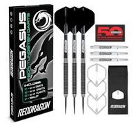 RED DRAGON Pegasus 22 Gram Jeu de fléchettes Professional en tungstène Steeltip avec ailettes, tiges (tiges) et Portefeuille