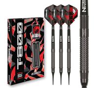 RED DRAGON Darts - T-800 Série - 90% Tungstène Professionnelle Jeu de fléchettes avec ailettes et tiges de fléchettes - Disponible en Pointe Souple 18g Baril et Pointe en Acier 22g, 24g & 26g