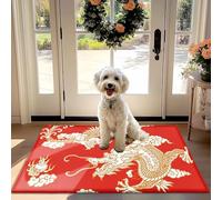 Red Dragon d'or Non-Slip Absorbant Paillasson de Porte d'entrée, Couloir, Cuisine - Style Chinois de Décoration