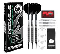 RED DRAGON Flechette Pointe Plastique 20g Pegasus Fléchettes Softip 80% Tungstene | Flechettes pour Cible Electronique | 3 x Fléchette Professionnelle | 6 x Hardcore Ailettes | 6 x Nylon Tiges