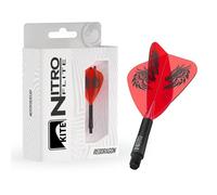 RED DRAGON Fléchettes Nitro Flite avec ailettes et tiges intégrées, forme et design, noir et orange, longueur intermédiaire