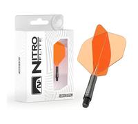 RED DRAGON Fléchettes - Système intégré de vol et de tige Nitro Flite - Forme et design n°2 - Couleur orange et noire, longueur moyenne