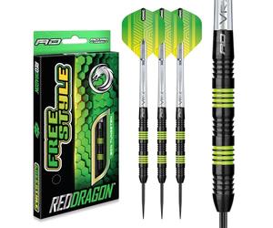 RED DRAGON Freestyle: 22g Fléchettes Pointes Acier avec Ailettes et Tiges de Flechettes