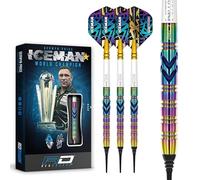 RED DRAGON Gerwyn Iceman Price Ionic Jeu de fléchettes en tungstène Softip Premium de 18 grammes avec ailettes et tiges