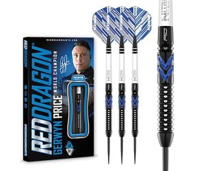 RED DRAGON Gerwyn Price Blue Ice SE 24 grammes - Jeu de fléchettes Professionnelles en tungstène avec Vols et tiges Nitrotech (tiges)
