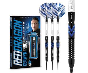 RED DRAGON Gerwyn Price Blue Ice SE Softip 20 grammes - Jeu de fléchettes Professionnelles en tungstène avec Vols et tiges Nitrotech (tiges)