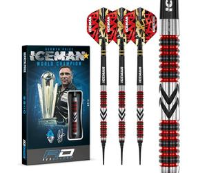 RED DRAGON Gerwyn Price Iceman Firebird Softip de 18 grammes Premium Tungstène Darts Set avec Vols et tiges