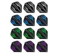 RED DRAGON Hardcore Pack de sélection Dark Wings Extra Épais Standard Fléchettes Dart Flights - 4 Jeux par Paquet (12 Vols au Total)